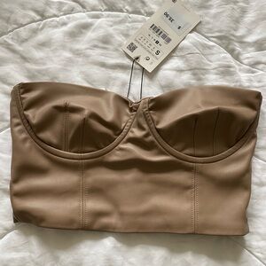 NWT Tan Zara Leather Tube Top
